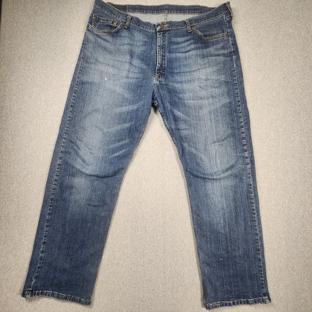 Wrangler Relaxed Fit Jeans Mens 42x29 Blue Fair Distressed Workwear 97FXWXD